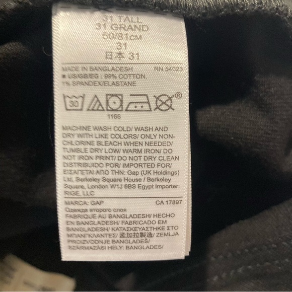 GAP Sz 31T Best Girlfriend High Waisted Black 5 Pockets Classic Jeans NEW W/ TAG - Picture 5 of 12